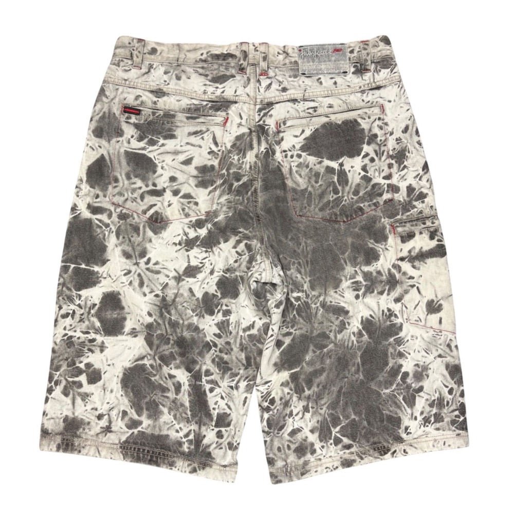 Vintage FUBU The Collection Tie Dye Carpenter Denim Shorts Grey White Mens W38